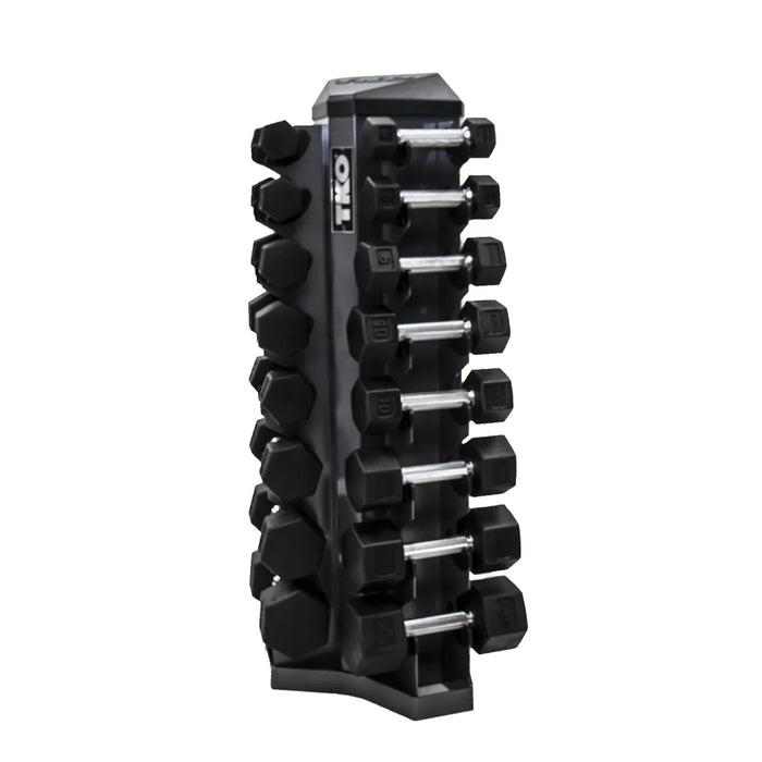 TKO Strength S826 Rubber Hex Dumbbell Set with Eight Pair Rack