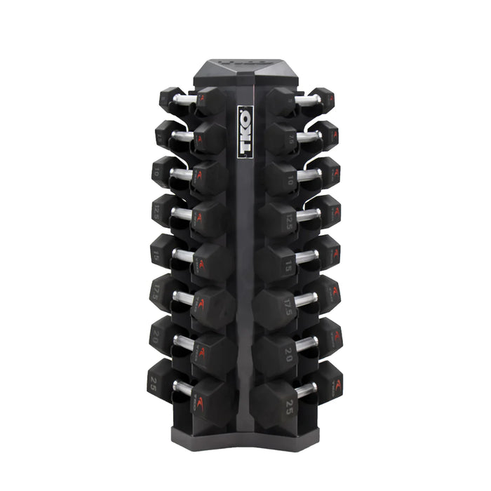 TKO Strength S826 Urethane Hex Dumbbell Set with Eight Pair Rack
