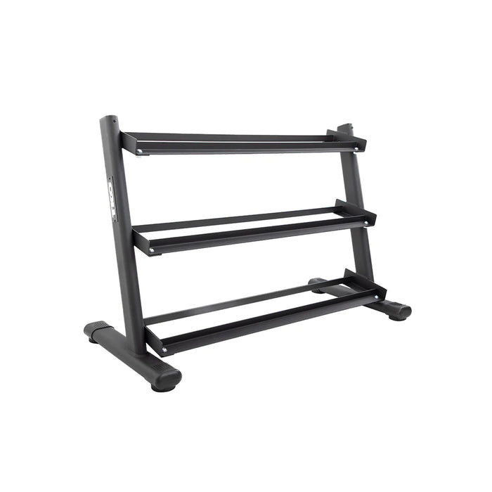 TKO Strength S6230 Urethane Hex Dumbbell Set with Three-Tier Rail Rack