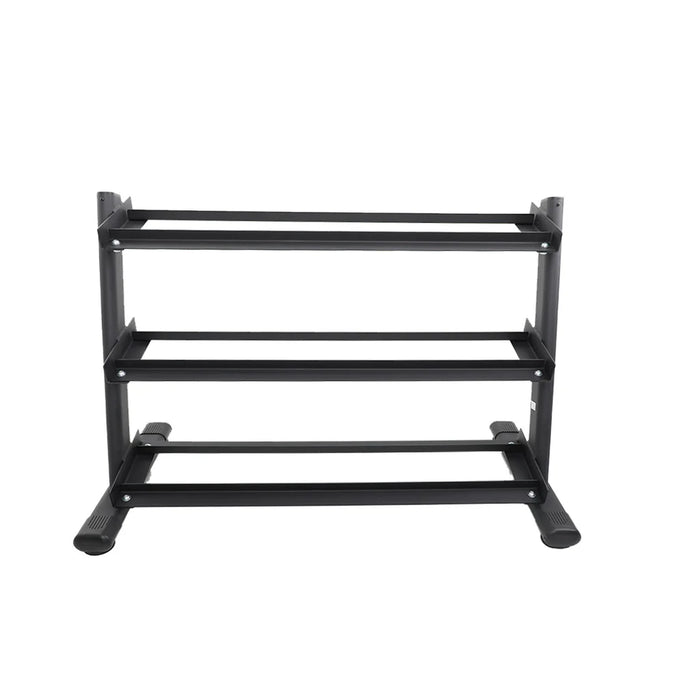 TKO Rubber Hex Dumbbell Set with 3-Tier Rail Rack | S6230
