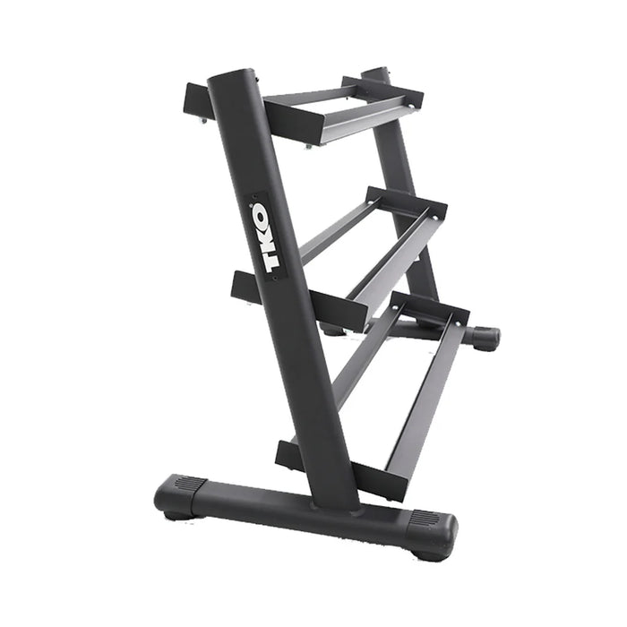 TKO Strength S6230 Urethane Hex Dumbbell Set with Three-Tier Rail Rack
