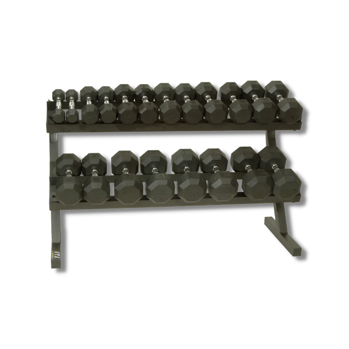 Troy VTX 8-Sided Rubber Dumbbell Set with Storage Rack