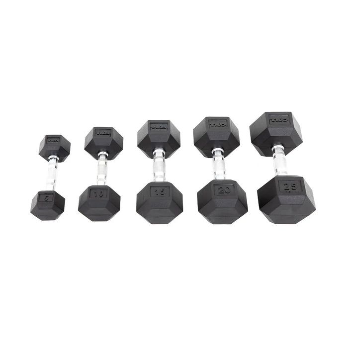 TKO Strength 804RX-A10 Rubber Hex Dumbbell Set with Contoured Handles