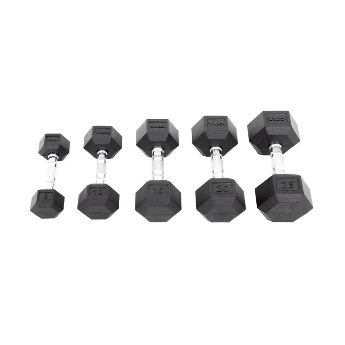TKO Rubber Hex Dumbbell Set with Contoured Handles | 804RX