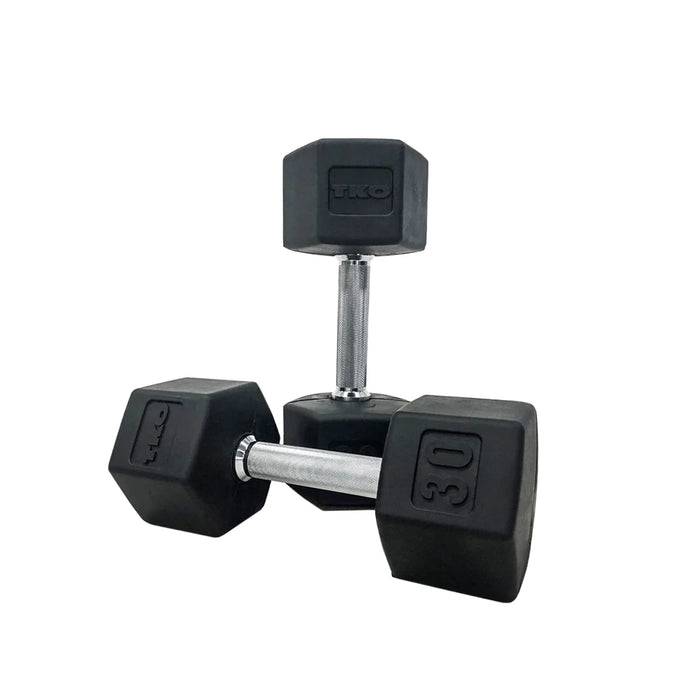 TKO Strength S891 Rubber Hex Dumbbell Set with Three-Tier Shelf Rack