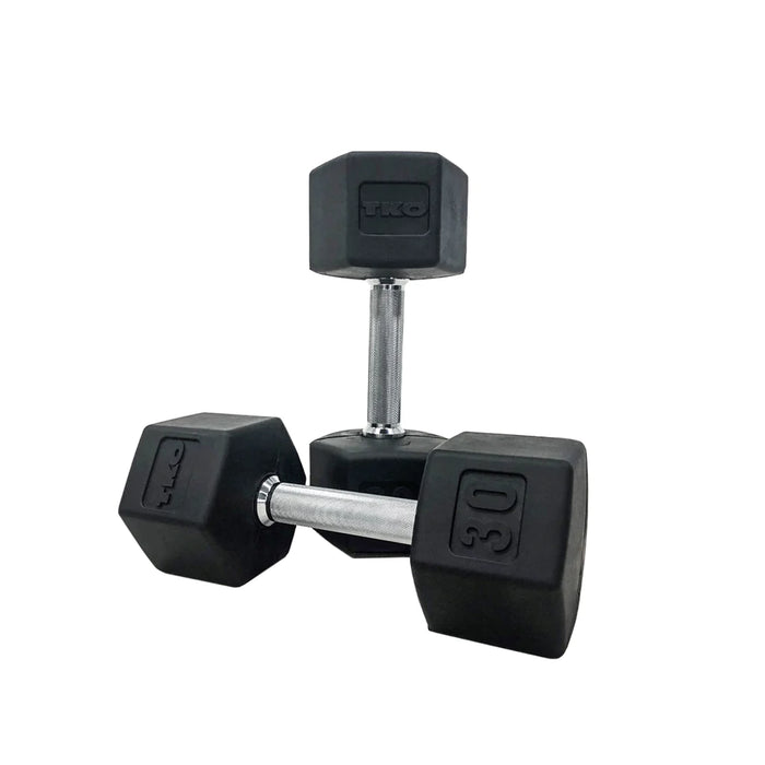 TKO Rubber Hex Dumbbell Set with 3-Tier Mega Rack | S891