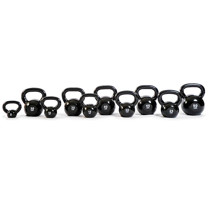 TKO Vinyl Kettlebell Set with 3-Tier Storage Rack | S856