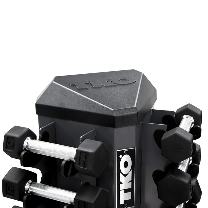 TKO Urethane Hex Dumbbell Set with 8 Pair Vertical Rack | S826