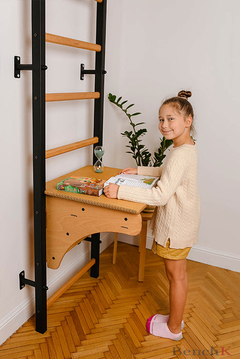 BenchK 712 Wall Bars with Adjustable Pull-up Bar & BenchTop