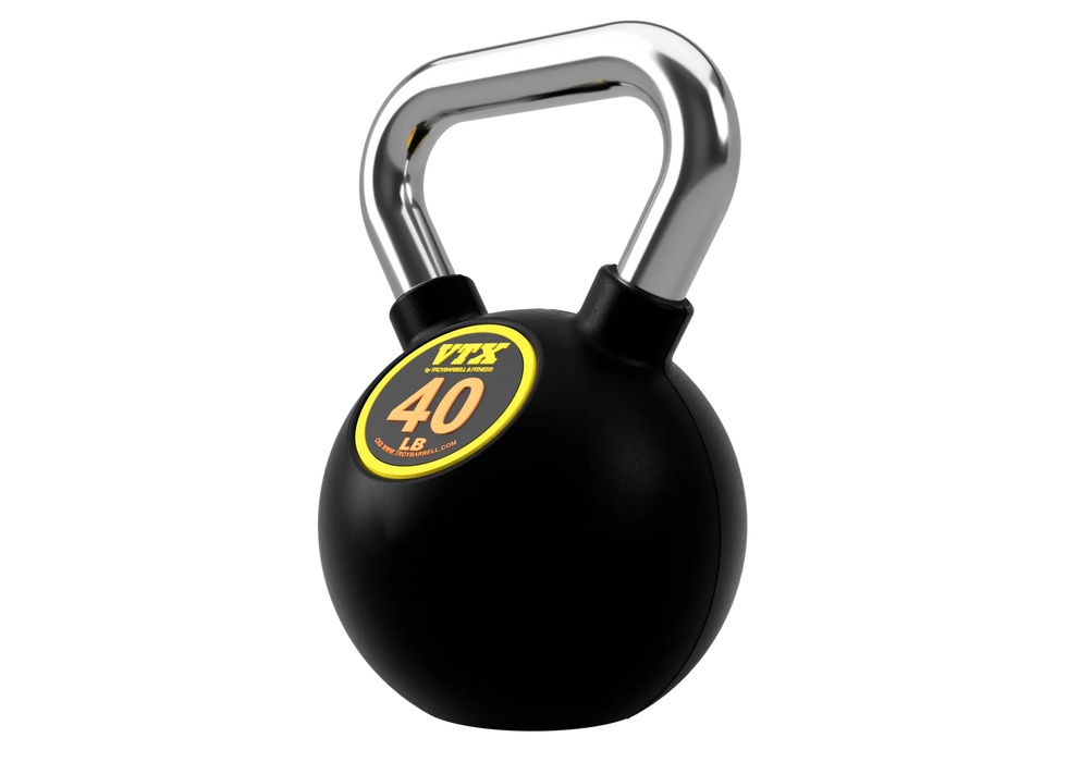 Troy VTX Rubber Kettlebell Set with Vertical Storage Rack | CLUBPAC-CKB9