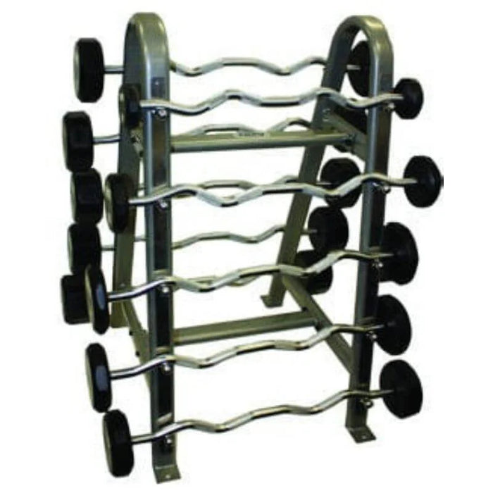 Troy 12-Sided EZ-Curl Urethane Barbell Set with Storage Rack | COMMPAC-TZBU110