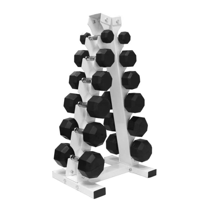 Troy VTX 8-Sided Rubber Dumbbell Set with Storage Rack
