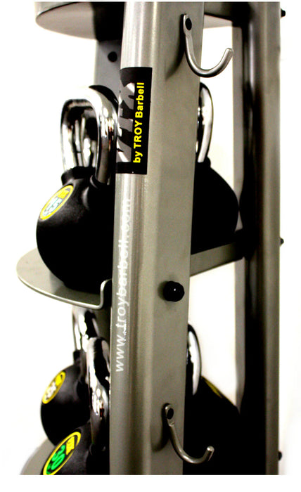 Troy VTX Rubber Kettlebell Set with Vertical Storage Rack | CLUBPAC-CKB9