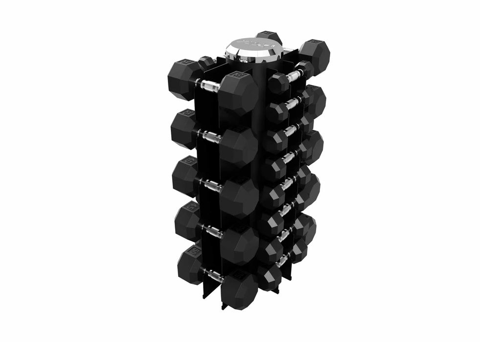 Troy 12-Sided Rubber Dumbbell Set with Vertical Storage Rack