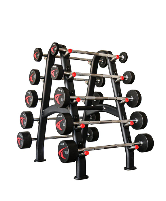TKO Rubber Barbell Set with Storage Rack | S846