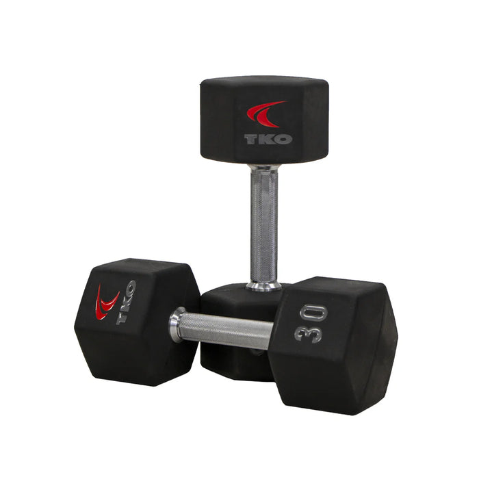 TKO Urethane Hex Dumbbell Set with 3-Tier Rail Rack | S6230