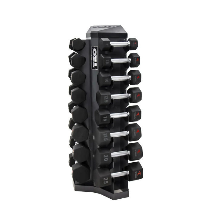 TKO Urethane Hex Dumbbell Set with 8 Pair Vertical Rack | S826