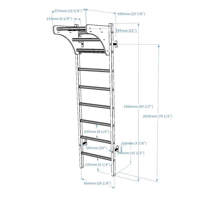 BenchK 211 Wall Bars with Adjustable Pull-up Bar