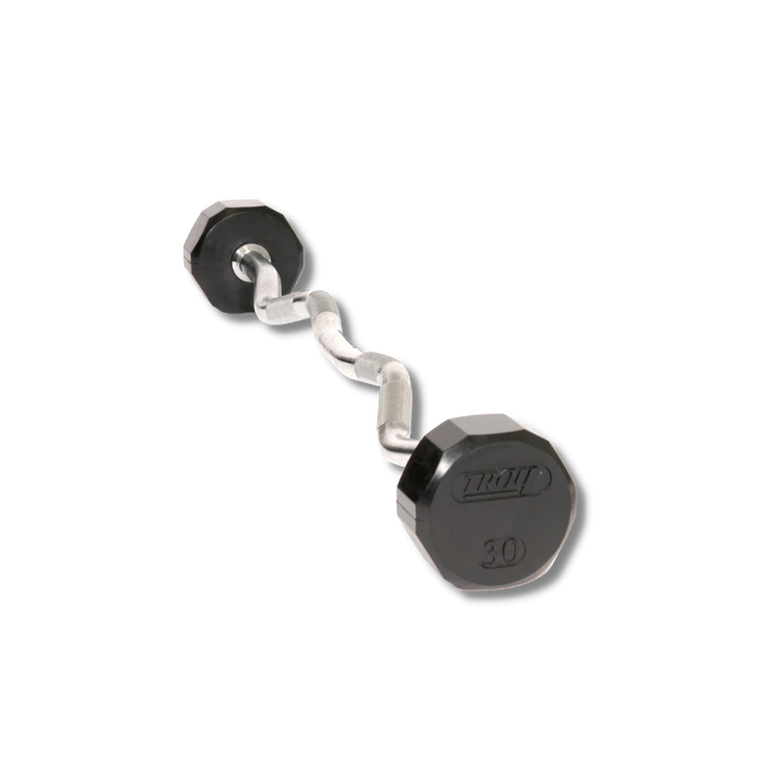 Troy 12-Sided EZ-Curl Rubber Barbell Set | TZB-R