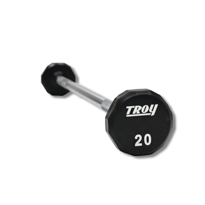 Troy 12-Sided Straight Urethane Barbell Set with Storage Rack