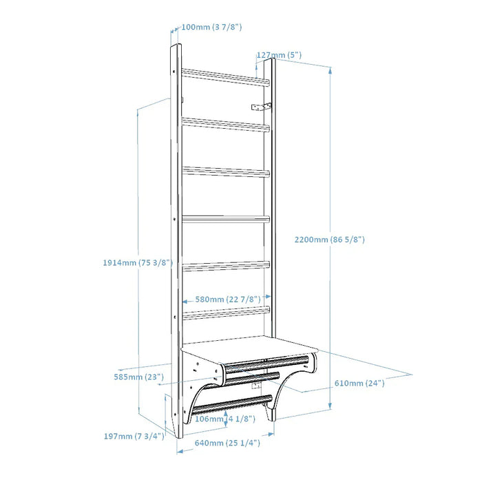 BenchK 112 Wall Bars with Adjustable Pull-up Bar & BenchTop