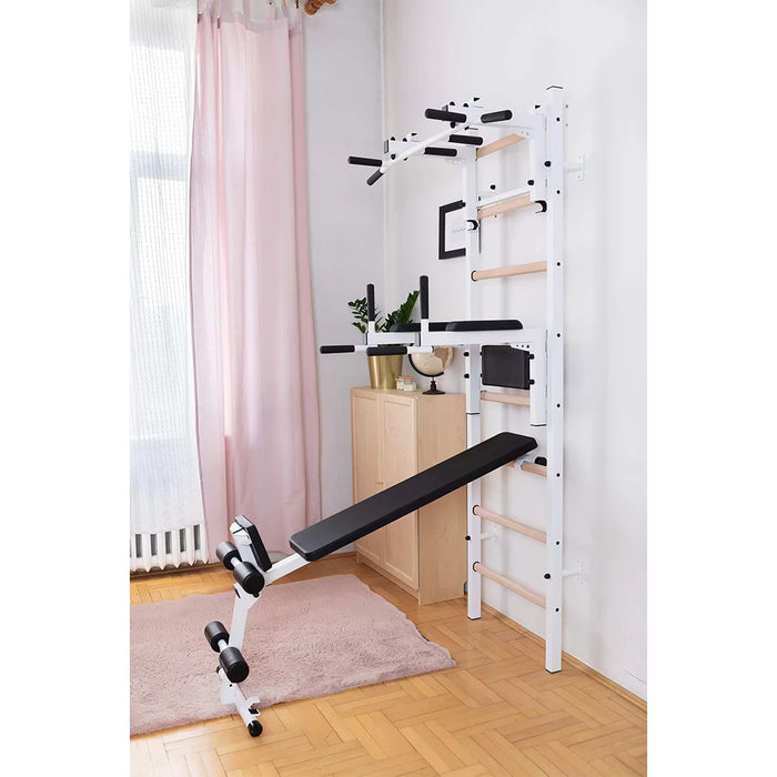 BenchK 233 Wall Bars with Pull-up Bar, Dip Bar & Workout Bench