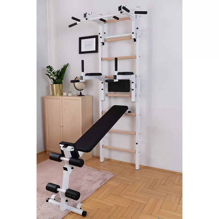 BenchK 233 Wall Bars with Pull-up Bar, Dip Bar & Workout Bench