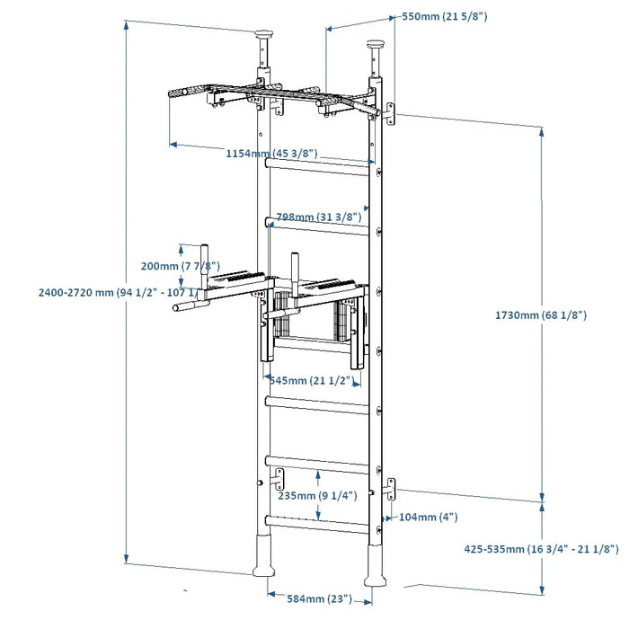 BenchK 522 Wall Bars with Pull-up Bar & Dip Bar