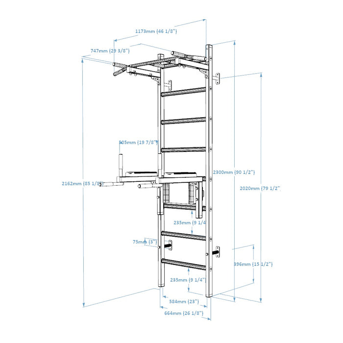 BenchK 222 Wall Bars with Pull-up Bar & Dip Bar