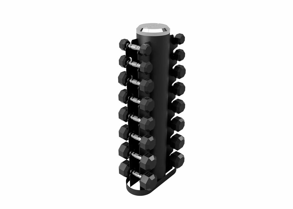 Troy 12-Sided Rubber Dumbbell Set with Vertical Storage Rack