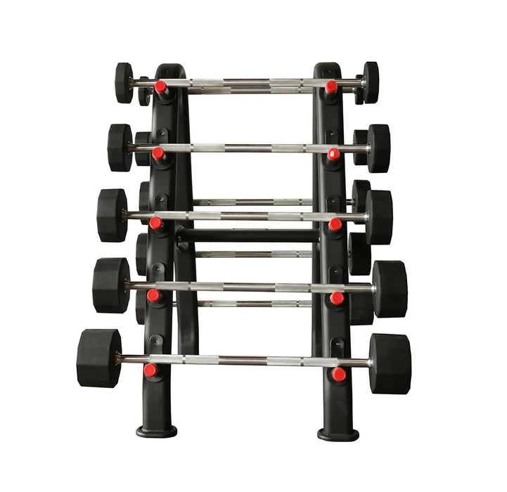 TKO Rubber Barbell Set with Storage Rack | S846