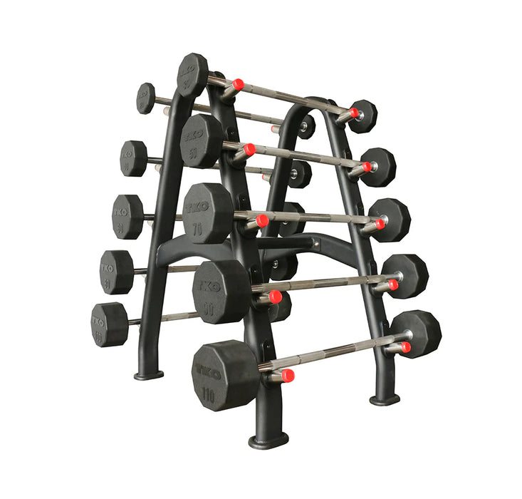 TKO Rubber Barbell Set with Storage Rack | S846