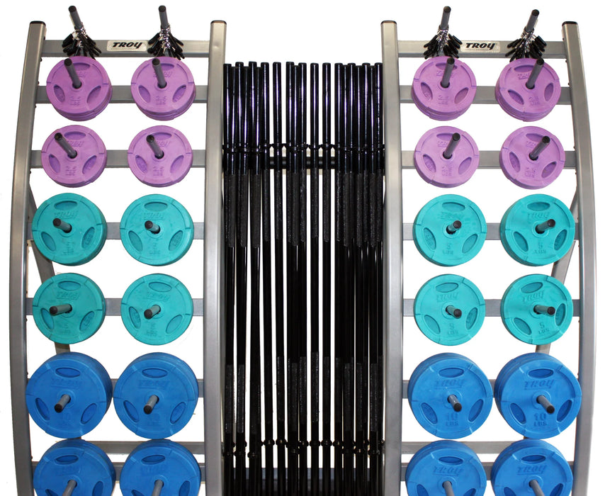 Troy Light Workout Bars & Weights Set with Lite Storage Rack