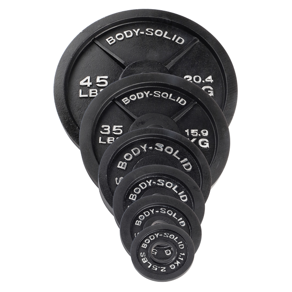 Body-Solid Tools OPB Olympic Cast Iron Bumper Plate Set