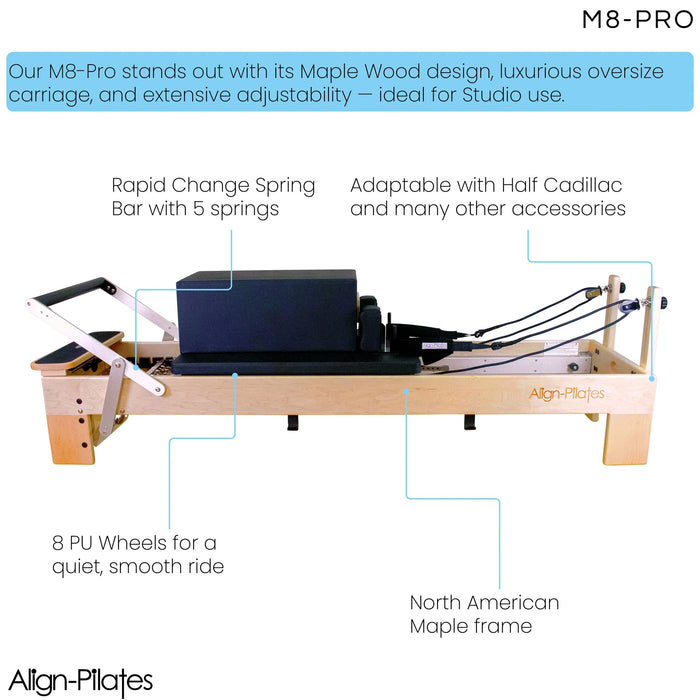 Align Pilates M8 Pro Maple Reformer with Tower Bundle