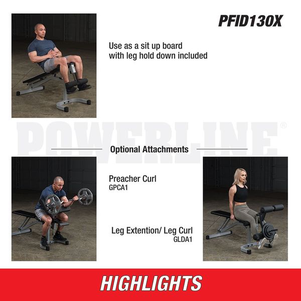 Body-Solid Powerline PFID130X Flat Incline Decline Utility Bench