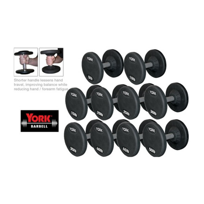 YORK Pro-Style Rubber Dumbbell Set