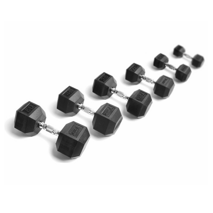 YORK Rubber Hex Dumbbell Set