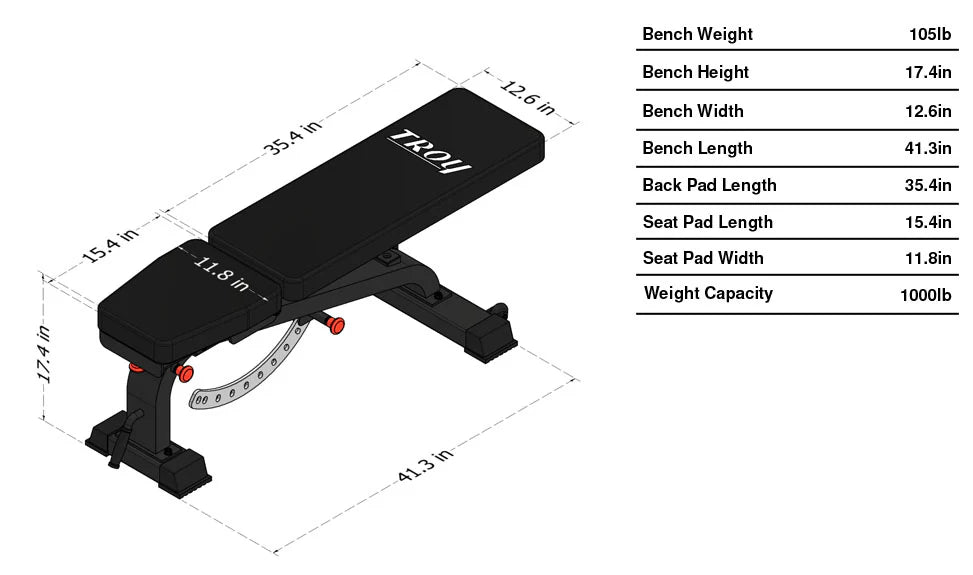 Troy Commercial Adjustable Bench | GTBH-FID