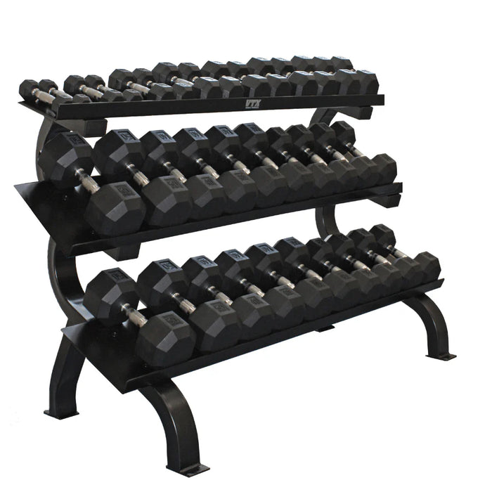 Troy VTX 8-Sided Rubber Dumbbell Set with Storage Rack