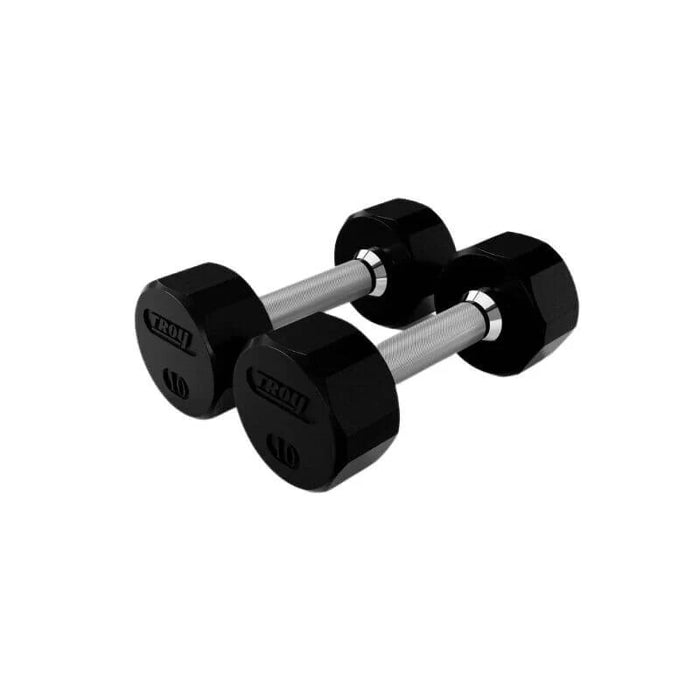 Troy 12-Sided Rubber Dumbbell Set with Storage Rack | VERTPAC-TSDR75