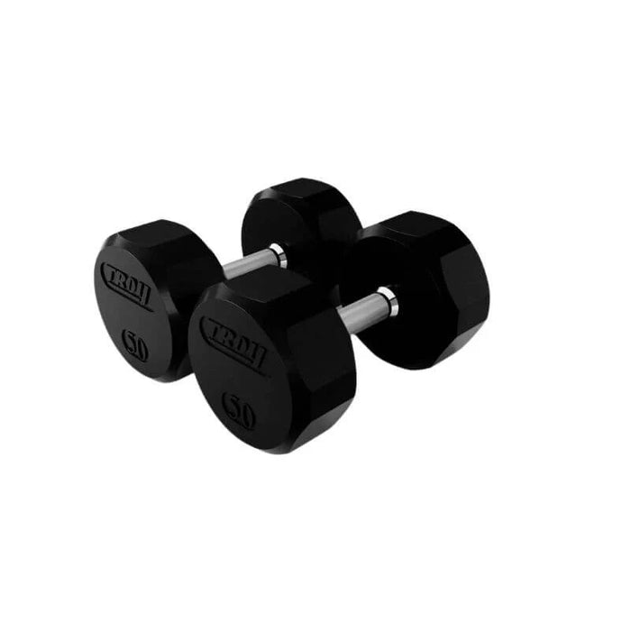 Troy 12-Sided Rubber Dumbbell Set with Storage Rack | VERTPAC-TSDR75