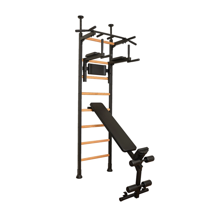 BenchK 523 Wall Bars with Pull-up Bar, Dip Bar & Workout Bench