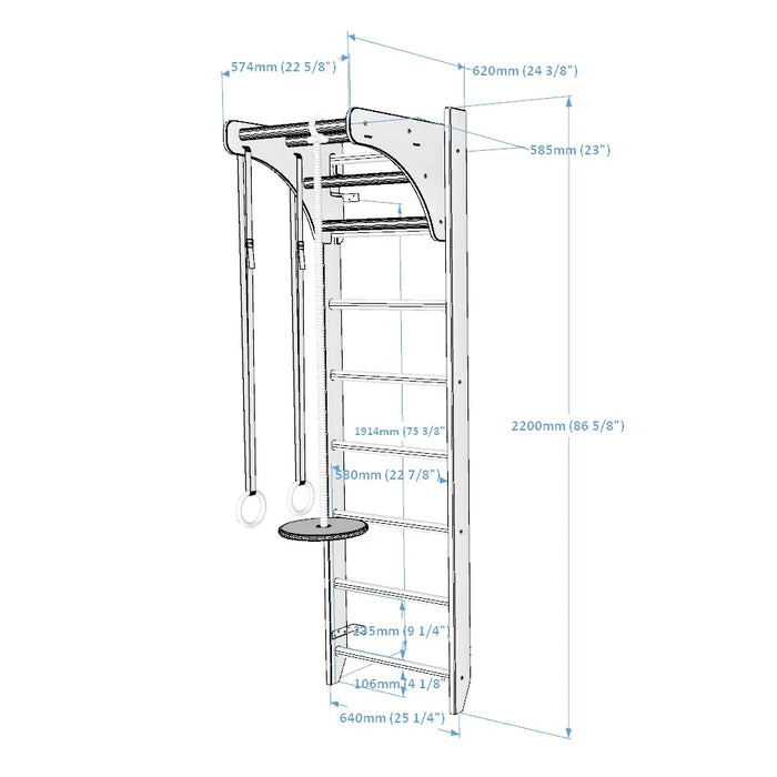 BenchK 111 Wall Bars with Adjustable Pull-up Bar