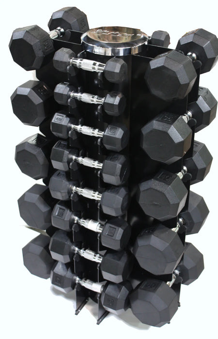 Troy 12-Sided Rubber Dumbbell Set with Vertical Storage Rack